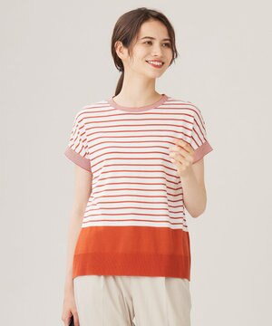  【WEB限定・洗える】ニットソーボーダー トップス