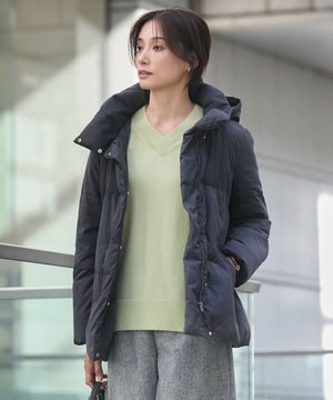  【洗える】ブラッシュドマルチポリ ショート ダウンコート