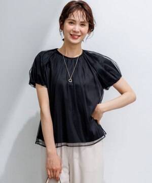  コットンポンチ チュールレイヤード カットソー