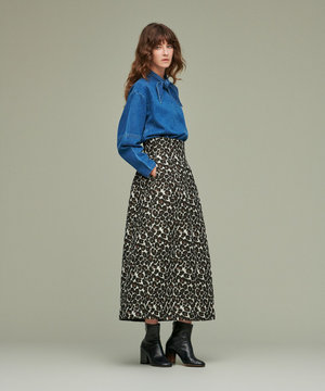 【uncrave WHITE】レオパードジャガード スカート