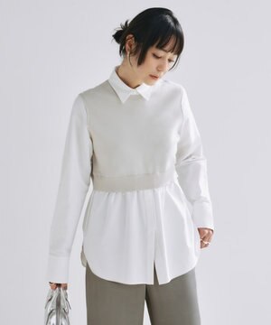  【2WAY・洗える】シャツクロスコンビニットプルオーバー