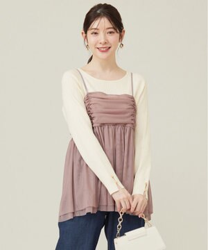  【洗える】チュールレイヤード キャミソール