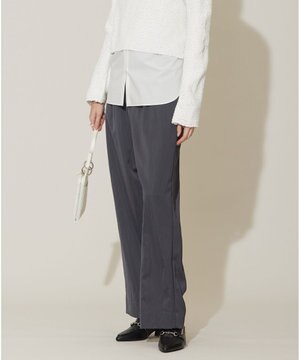  【接触冷感・UVケア・洗える】 ヴィスコースナイロンサテン ワイドパンツ
