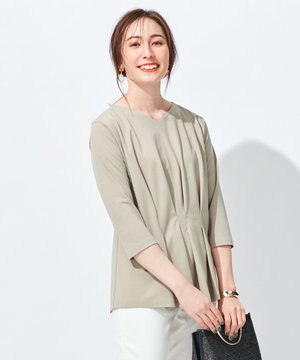 【放湿性/保湿性】イージートップス タックディテール カットソー