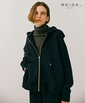  【BEIGE,ecru/WEB限定・洗える】LOOP BACK / オーバサイズコットンパーカー