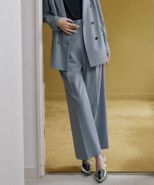  【洗える】ウール2WAYストレッチ ワイドストレートパンツ