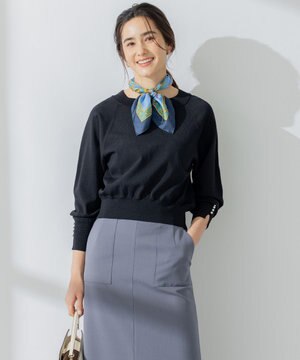  【パールボタン付】ブーケカラーリラクシー ニット