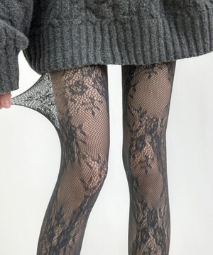  フラワー総レースタイツ