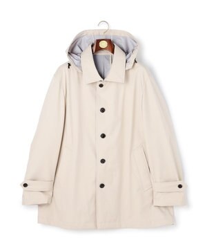  【KING SIZE】【オンオフ兼用 / ストレッチ / 撥水】トリコット3レイヤーバルマカンショートコート / フードデタッチャブル