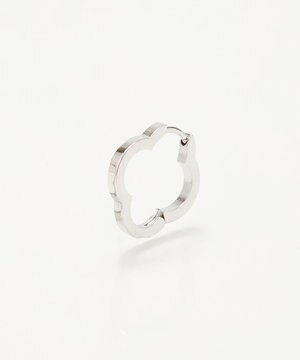  【金属アレルギー対応】フラワーワンタッチフープピアス　シルバー/サージカルステンレス（片耳）