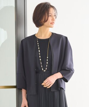  【洗える】グログランノーカラー ジャケット