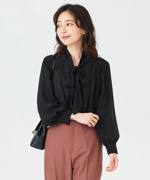 【美人百花11月号掲載】シャドーチェックボウタイ ブラウス