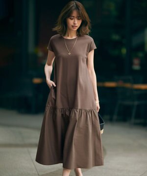  【洗える】スーピマコットンプレーティング ワンピース