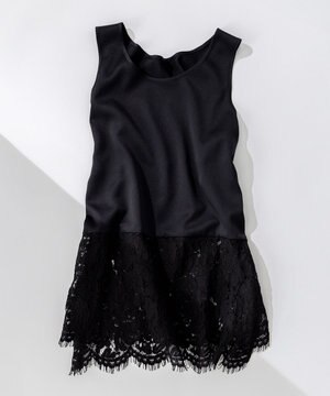 【洗える】レースコンビストレッチ マットサテン インナー タンクトップ
