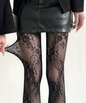  フラワー総レースタイツ