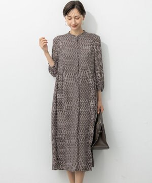  【洗える】モダンジオメトリックプリント ワンピース
