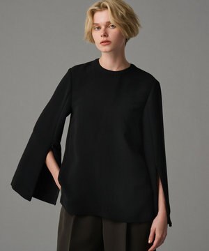  【防シワ・洗濯機洗い可】ウォッシャブルダブルクロス スリットスリーブ ブラウス（uncrave STANDARD）