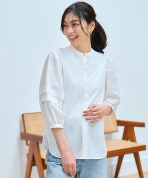  【接触冷感/UVカット/抗菌防臭/速乾】エニィファンクションタックスリーブブラウス