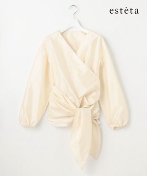  【エステータ】シルク混タフタ カシュクールブラウス