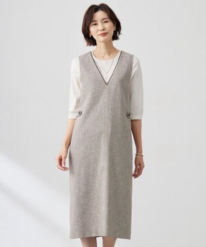  【洗える】Calameraリングメッシュ ジャンパースカート