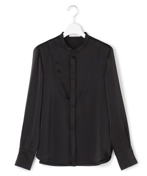  【WEB＆一部店舗限定】 DrapySatin バンドカラーシャツ