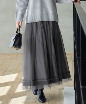 【洗える】チュールエンブロイダリー スカート