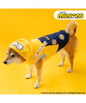  ミニオン オーバーオール 風 ワッペン パーカー  中型犬
