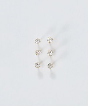  【金属アレルギー対応】6setビジューピアス　ゴールド/サージカルステンレス