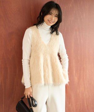  【野呂佳代さん着用】アルパカシャギー ペプラムジレ