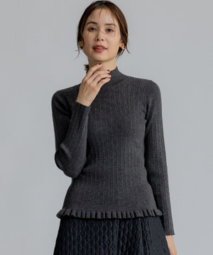 リブハイネック ニット