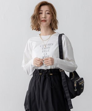  【洗える】レタープリント ロンTEE