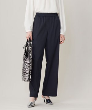  【洗える】ウォームサテン ワイドストレートカーゴパンツ