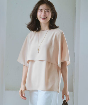 ストレッチジョーゼット ケープデザイン カットソー