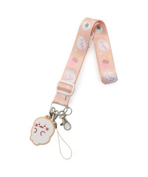  しろたん マスコット付きネックストラップ 《食いしん坊》 単品