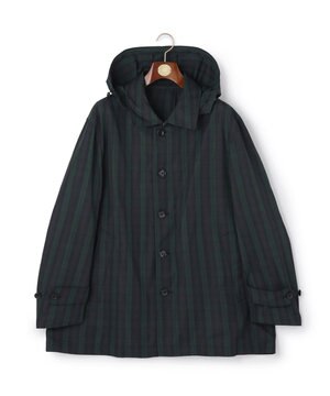  【KING SIZE】【オンオフ兼用 / ストレッチ / 撥水】トリコット3レイヤーバルマカンショートコート / フードデタッチャブル