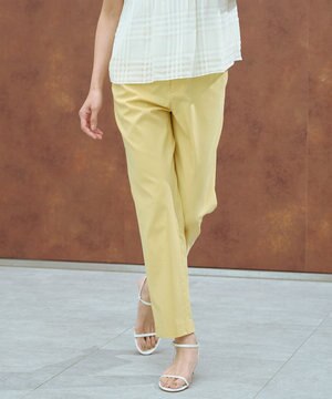 【洗える】セルロースリネンストレッチ テーパード パンツ