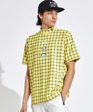  【UVカット / 吸水速乾 / 伸縮性抜群】【MEN】ＰＷロゴ＆チェックモックT