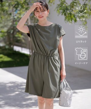  【撥水・UVカット・洗える】ラッシュガードシリーズ ショートサロペット