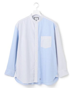  【UNISEX】オックスフォード クレイジーパターン シャツ/バンドカラー