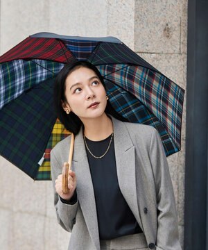  【2重張り】プラスリング 晴雨兼用傘（長ショート） CHK T1248