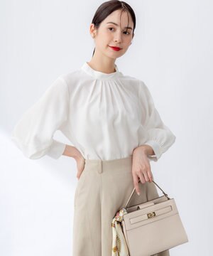 リヨセルシャーティングハイネック ブラウス