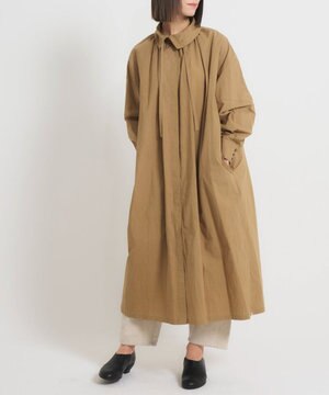  〈遠州織物〉リボン紐付き多様衿 シャツワンピース〈タートルネック＆開襟〉〈コットン羽織り〉