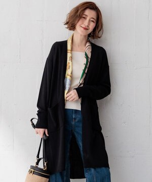  【洗える】リネンシルクブレンド カーディガン