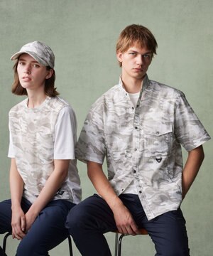  【軽量/ストレッチ】メッシュサッカーカモ アウトドア Ｔシャツ