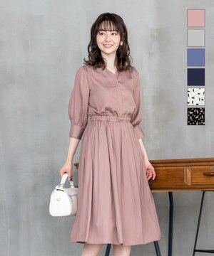  【洗える】スタイルアップも叶うヴィンテージサテンワンピース