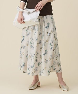  エアリーローン花柄プリント スカート