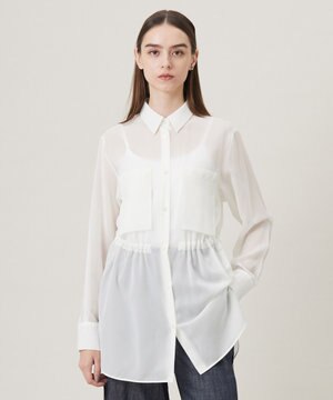  【洗える】 PlaXシアーオーガンジー シャツ
