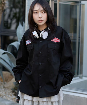  【ユニセックス着用ITEM】ワッペンワークシャツ（LS）