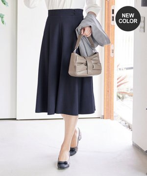  【洗える】ポンチフレアスカート