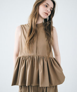 クールタッチカラータイプライター ペプラムブラウス